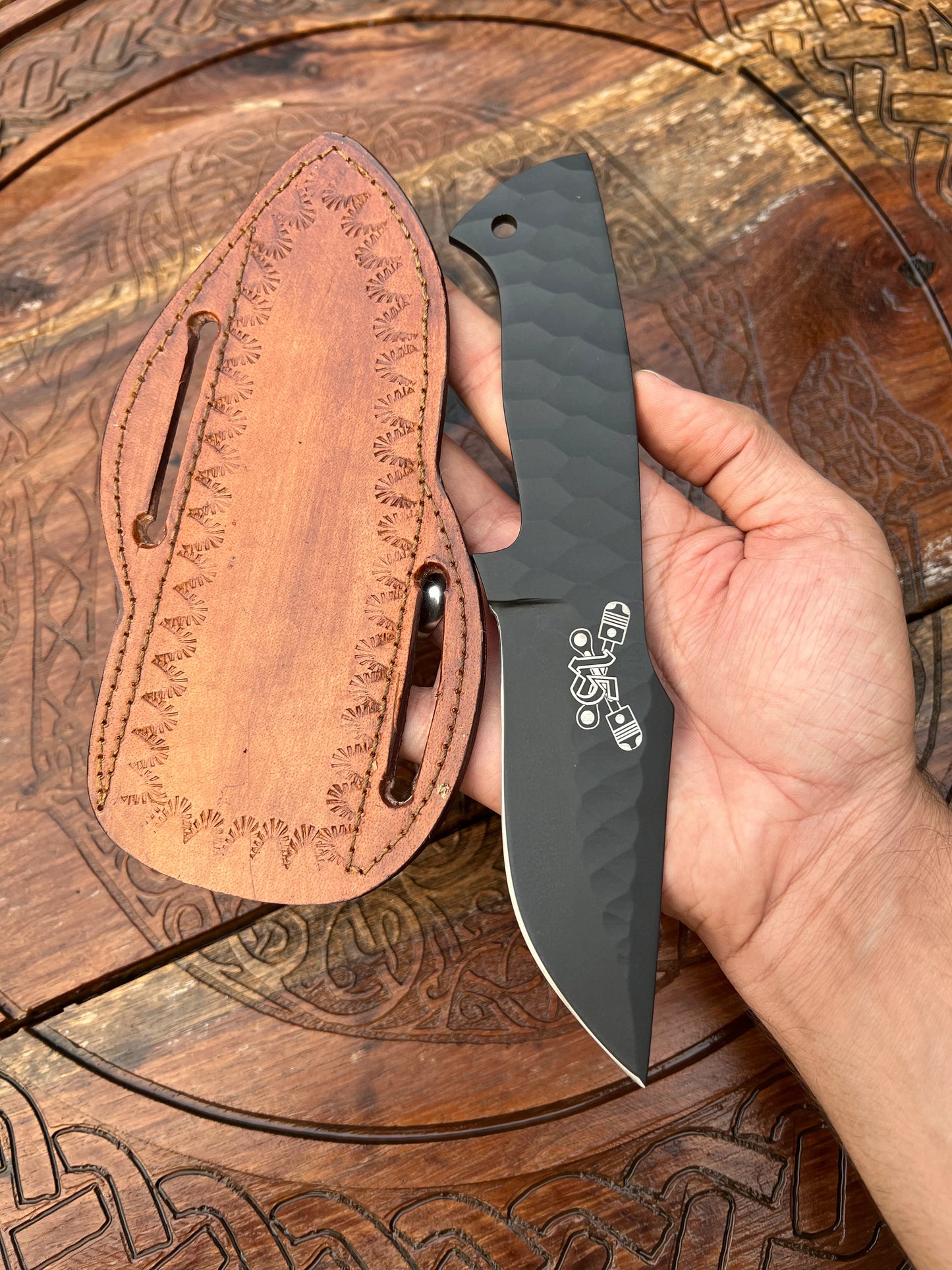 SYLO Crossed Piston 15-Knife Full Tang Hand Forged J2 Steel SYLO Blade