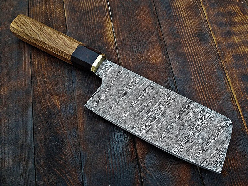 Custom Handmade Damascus Steel Cleaver Knife