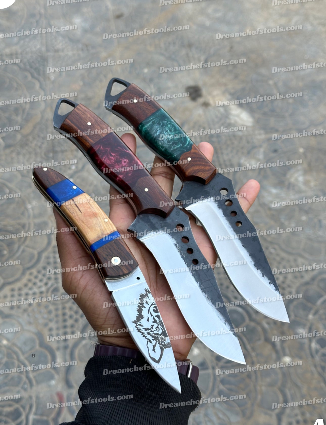 Handmade hunting knife and folding