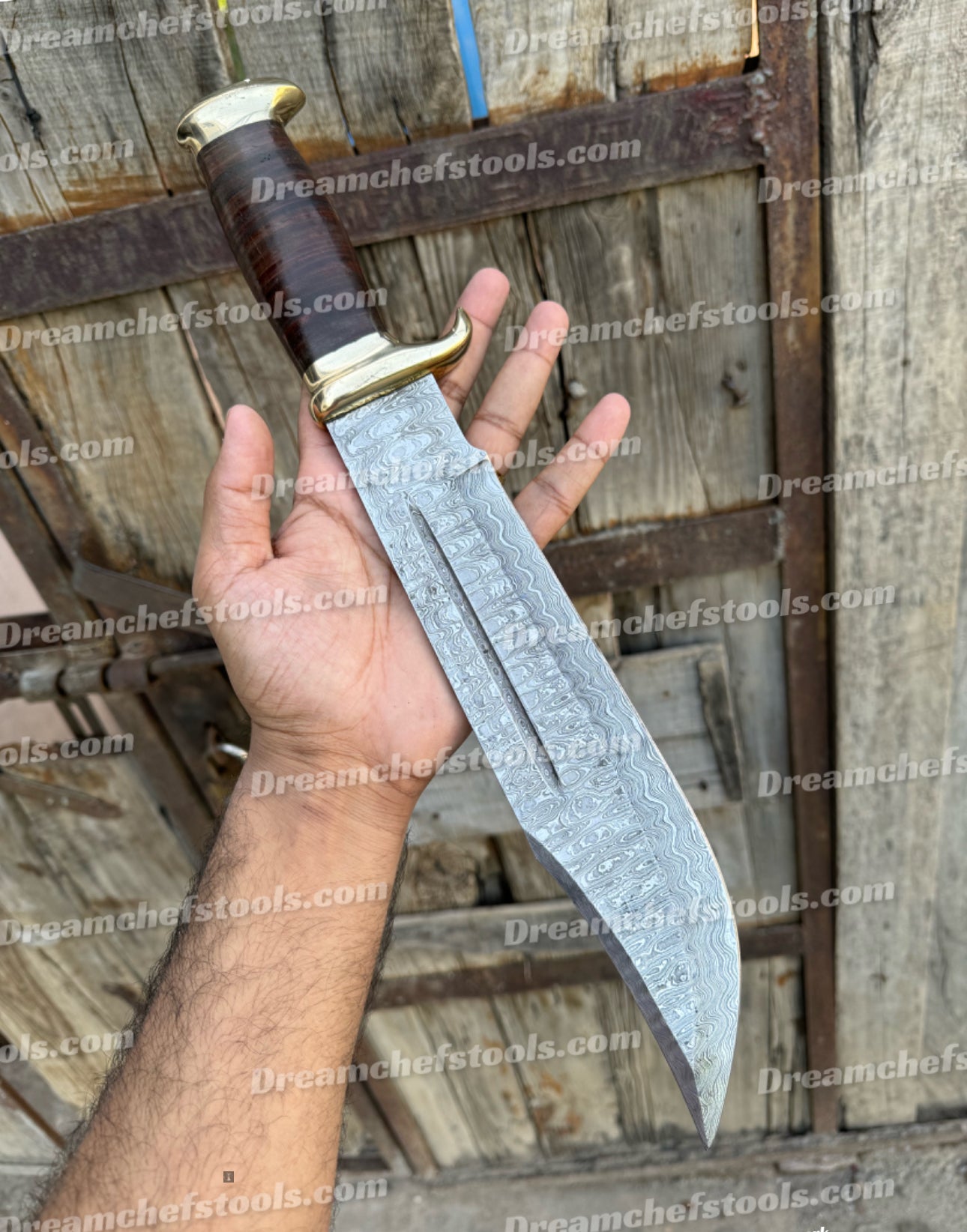 Damascus Hunting Knife, Crocodile Dundee Bowie Knife, Damascus Fixed Blade Knife, Gigantic Damascus Knife