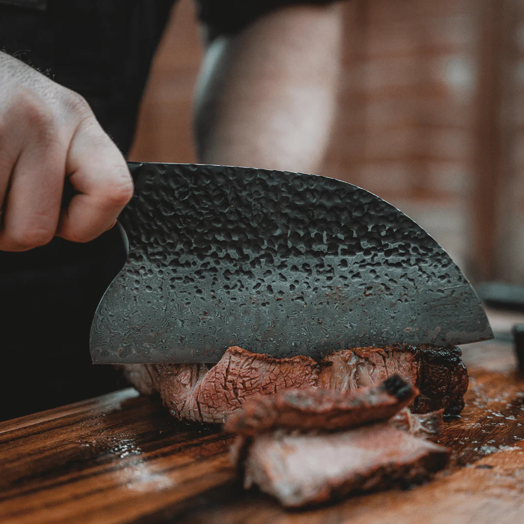 Custom handmade Damascus steel cleaver knife