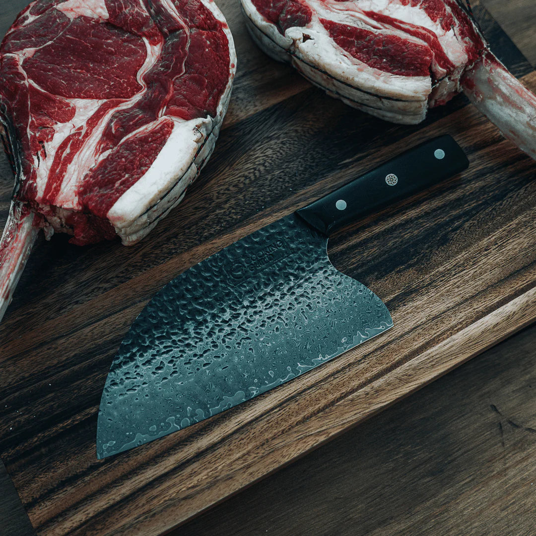 Custom handmade Damascus steel cleaver knife
