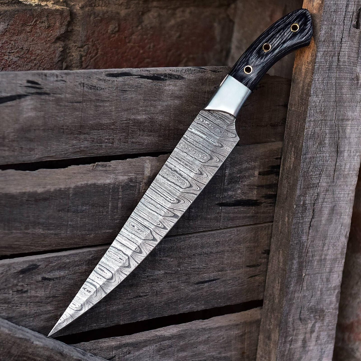 7-Inch Damascus Steel Best Chef Knife with Custom Pakkawood and Steel Bolster