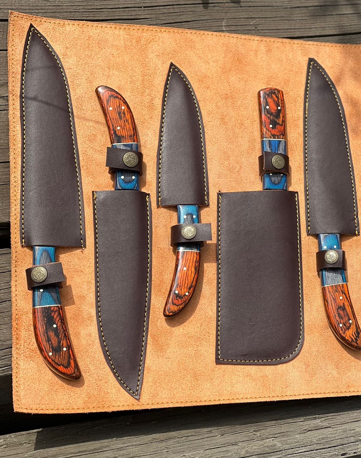 Handmade d2 steel kitchen knife set