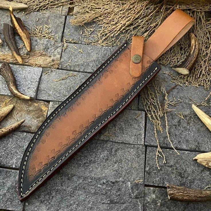 Custom Handmade J2 Steel Bowie Knife with Rosewood, Bone, and Brass Guard Handle, 16-inch Overall Length, with Leather Sheath”