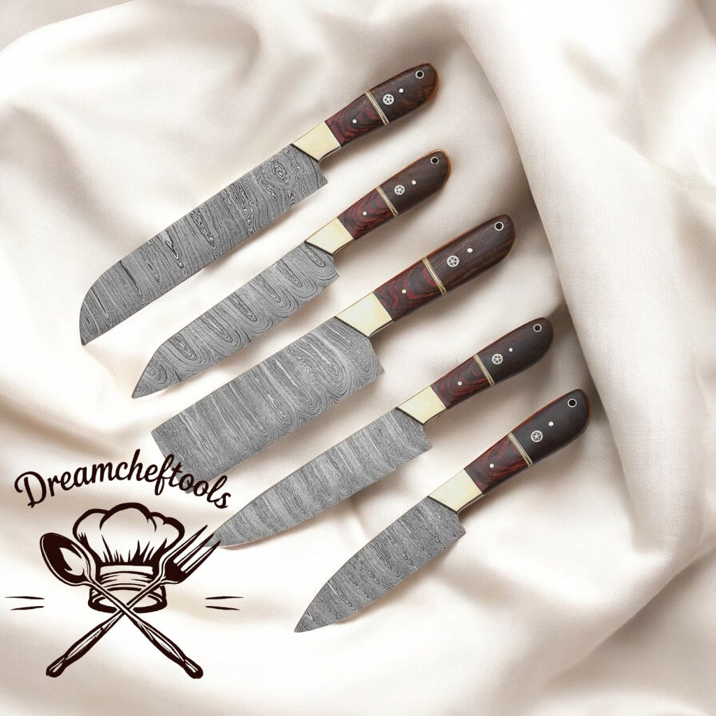 Expensive Knife Set – 13” Handmade Damascus Steel Chef Knife with Pakka Wood Handle, Steel Bolster & Leather Sheath