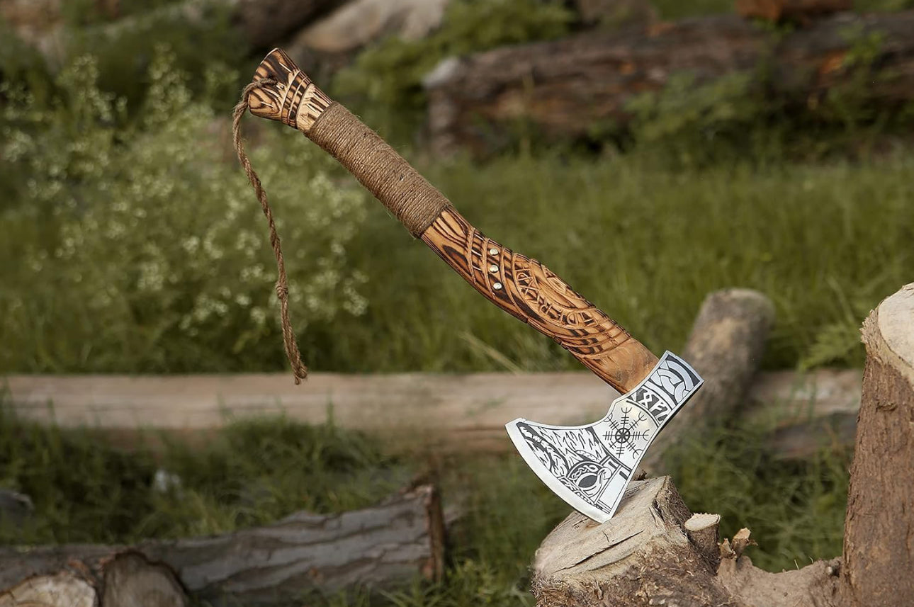 Handmade Viking Axe Hatchet, Hand Forged Wood Splitting Axe