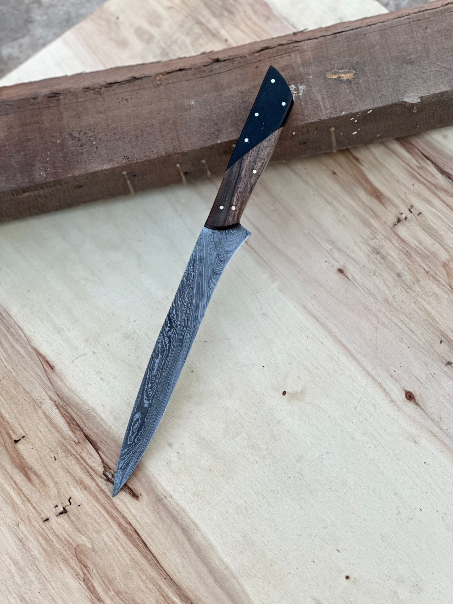 Handmade Damascus Steel Large Fillet Knife Hunting Fishing, Full Tang 13.5 inch