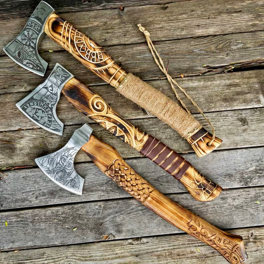 3 Viking axes set