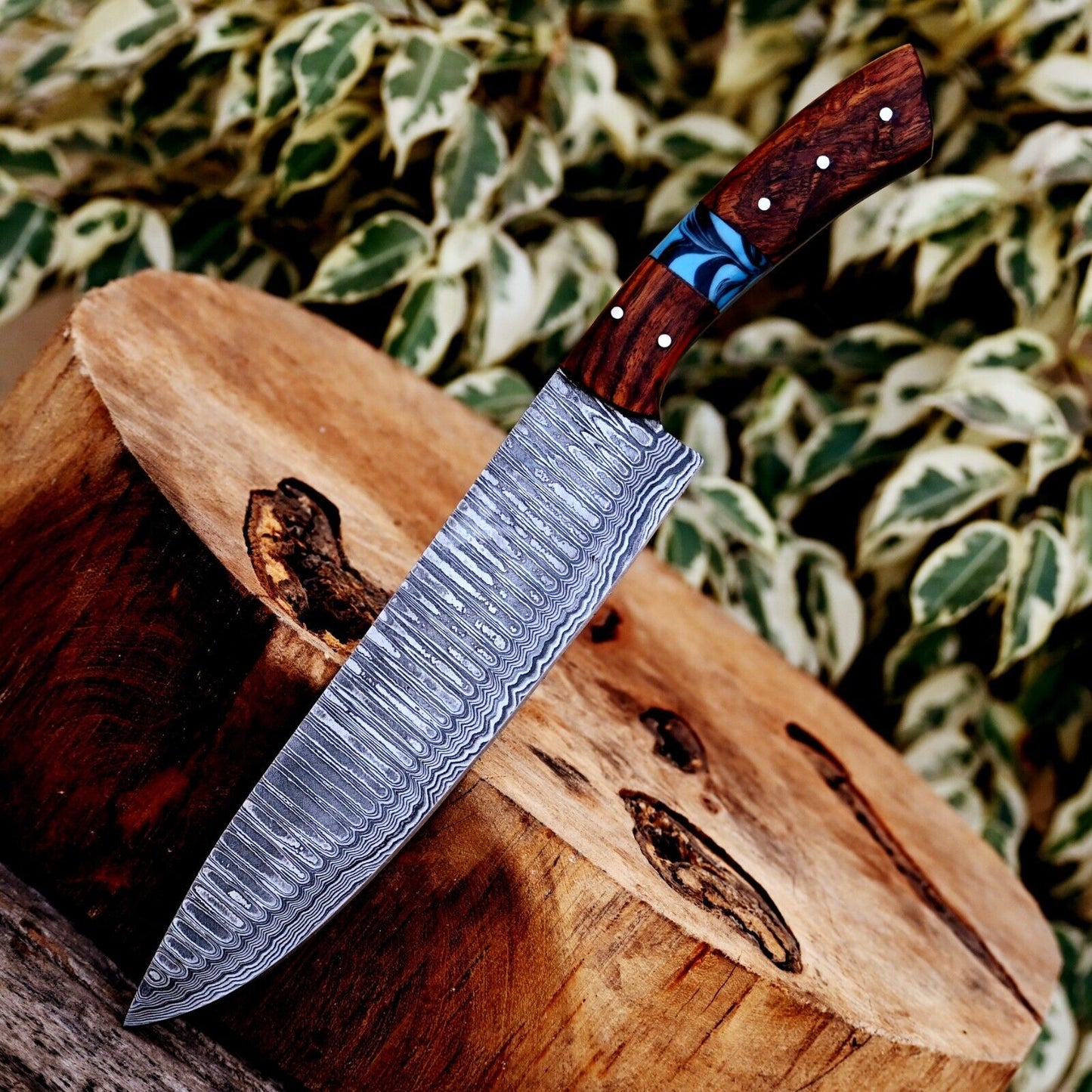 Best Chef Knife for Professionals – 7-inch Damascus Blade with Rosewood and Resin Grip