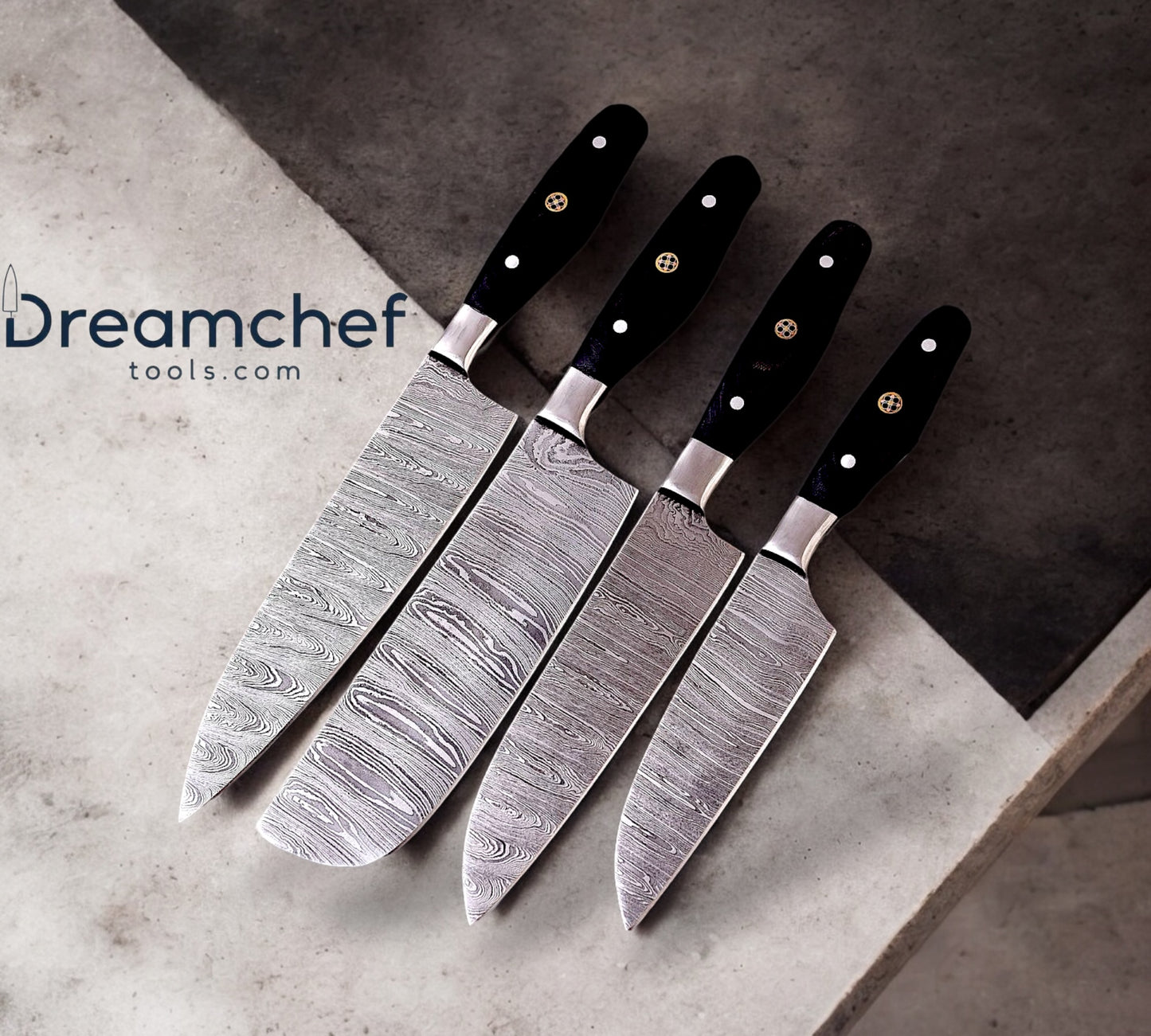 Best Damascus Knife Set – 13” Handmade Chef Knife with Resin Handle, Steel Bolster & Leather Sheath
