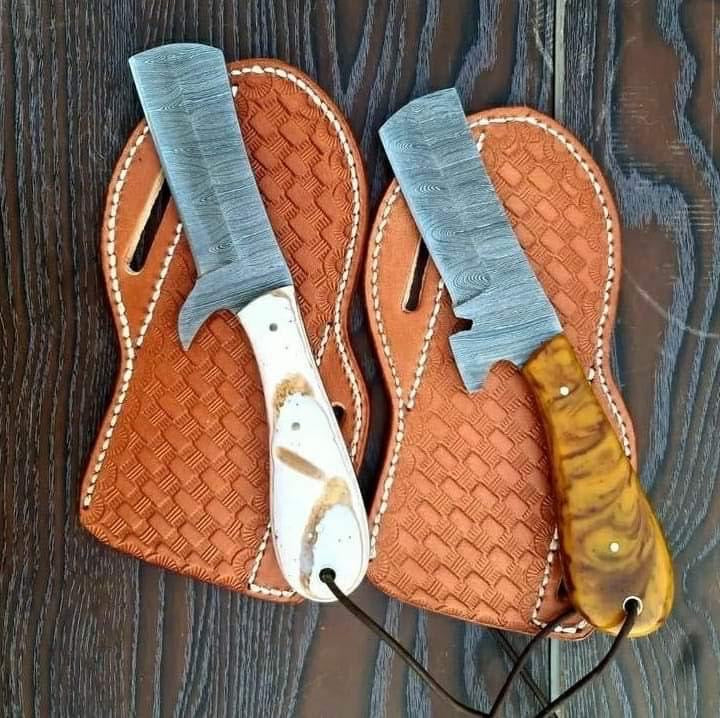 Custom handmade Damascus steel bull cutter knife