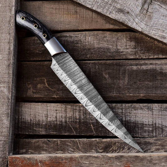 Custom Handmade 7" Damascus Steel Chef Knife with Pakkawood Handle and Steel Bolster