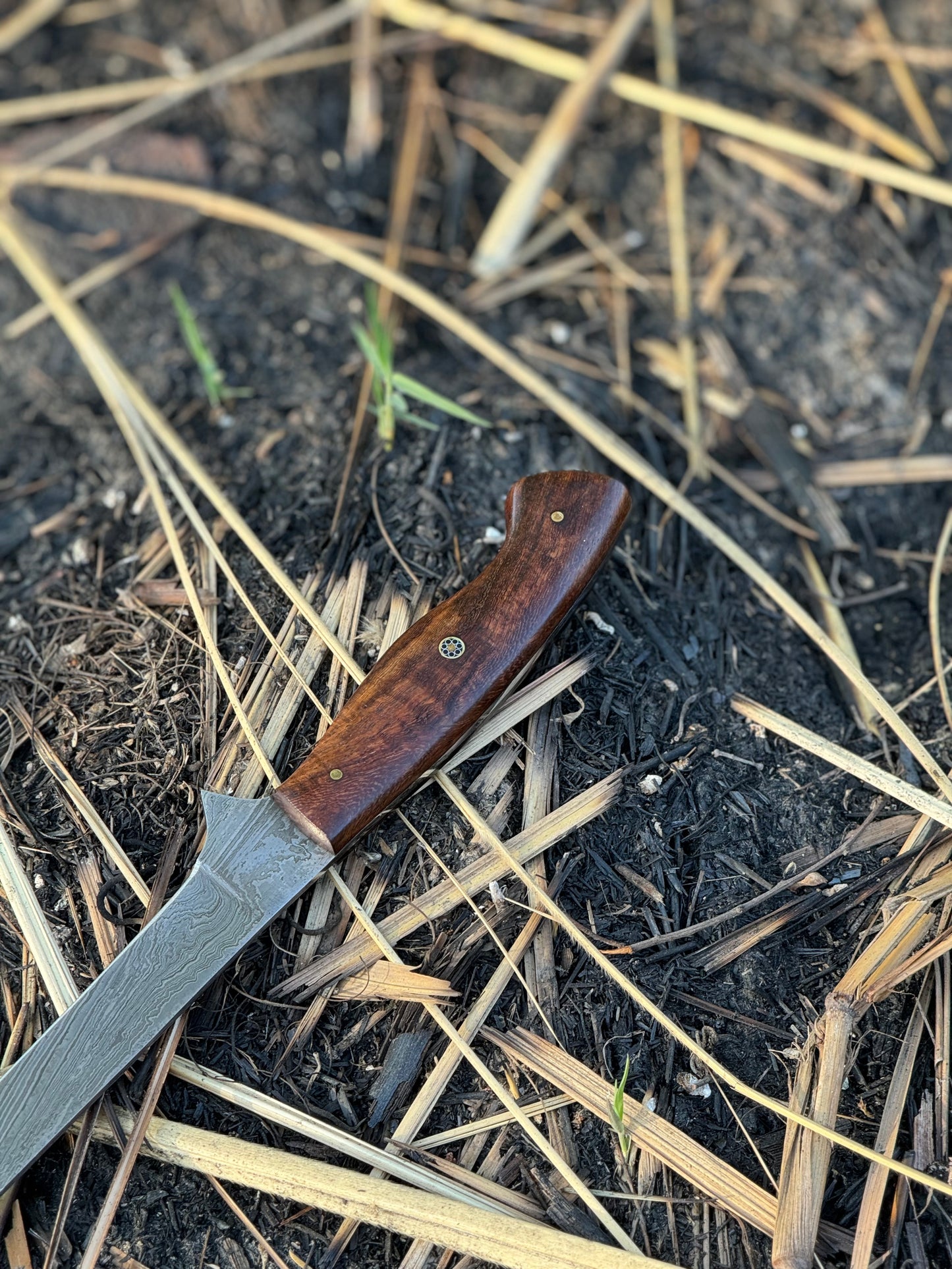 Custom Handmade Damascus Steel Fishing Fillet Knife - 13" Blade with Rosewood Handle and Steel Bolster, Leather Sheath