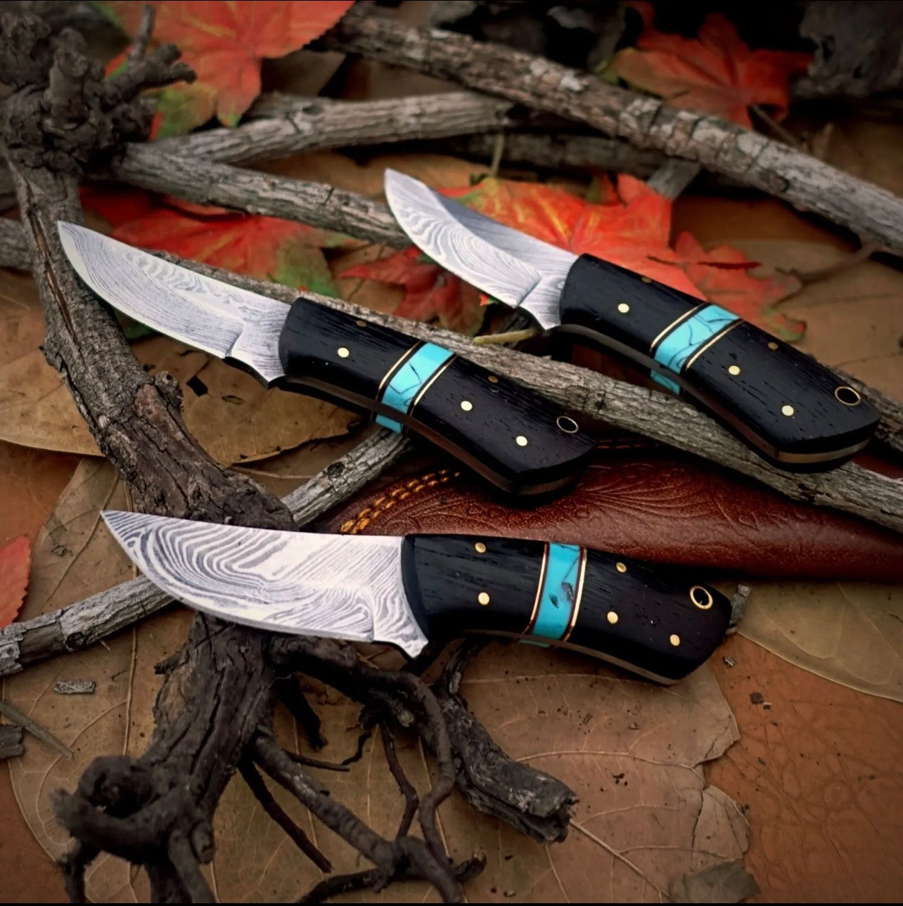 Hand Forged Damascus Steel Hunting Mini Fixed Blade Knife