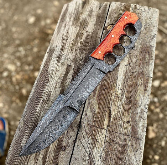 New Edition Damascus Tactical Knuckle Camping Knife with Full Tang handle best sale dreamcheftools