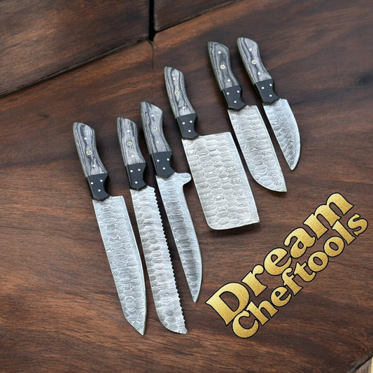 Premium Custom Kitchen Knives Set – Handcrafted Damascus Steel Blades for Chefs & Home Cooking