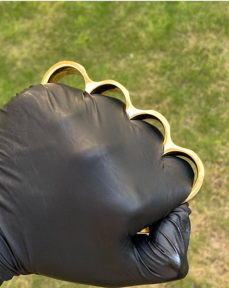 Everyday carry brass knuckles with custom design and high-quality leather case