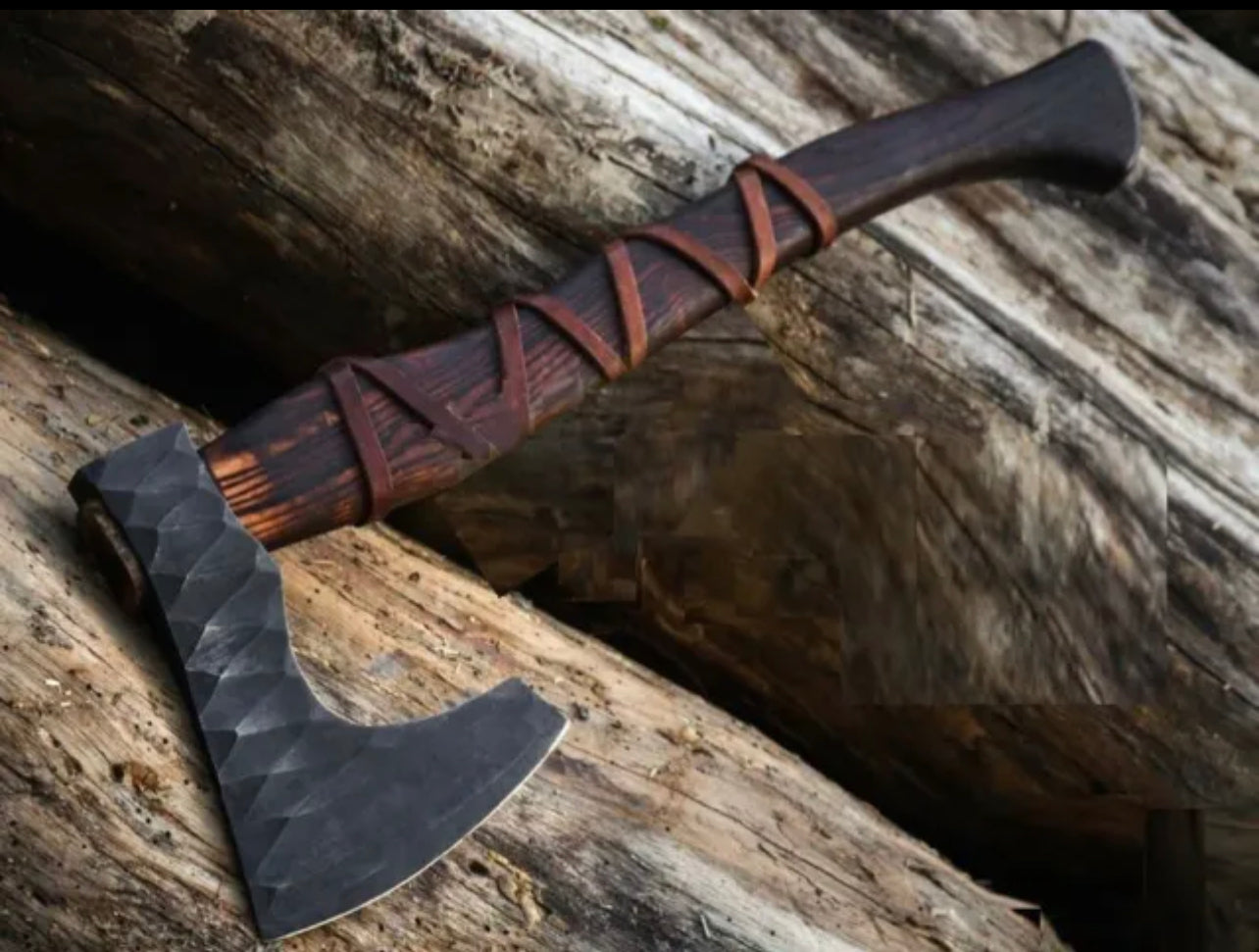 CUSTOM HANDMADE CARBON STEEL FORGED HEAD VIKING HATCHET TOMAHAWK HUNTING AXE
