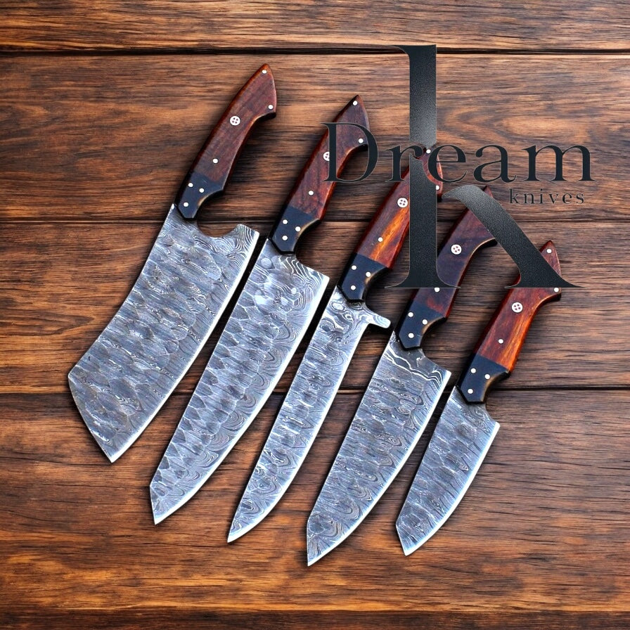 "Luxury Damascus Steel Cooking Knives Set – Master Your Kitchen"