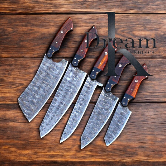 "Luxury Damascus Steel Cooking Knives Set – Master Your Kitchen"