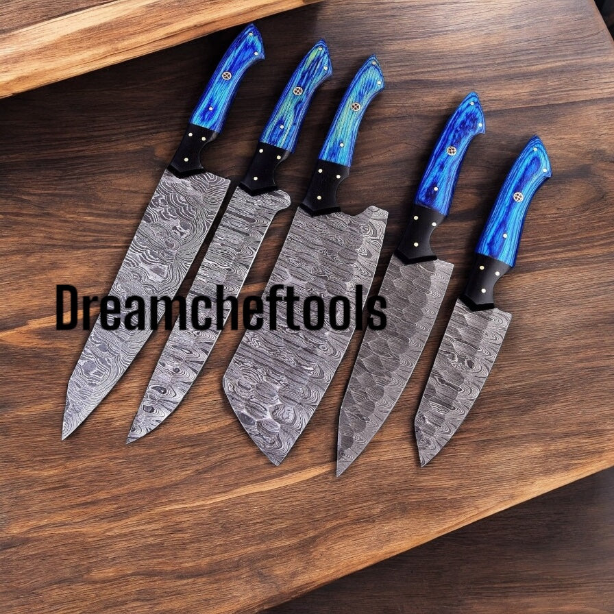 "Master your kitchen with this Damascus kitchen knives set – precision, beauty, and durability in every slice!"