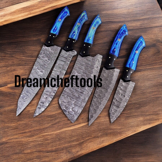 "Master your kitchen with this Damascus kitchen knives set – precision, beauty, and durability in every slice!"