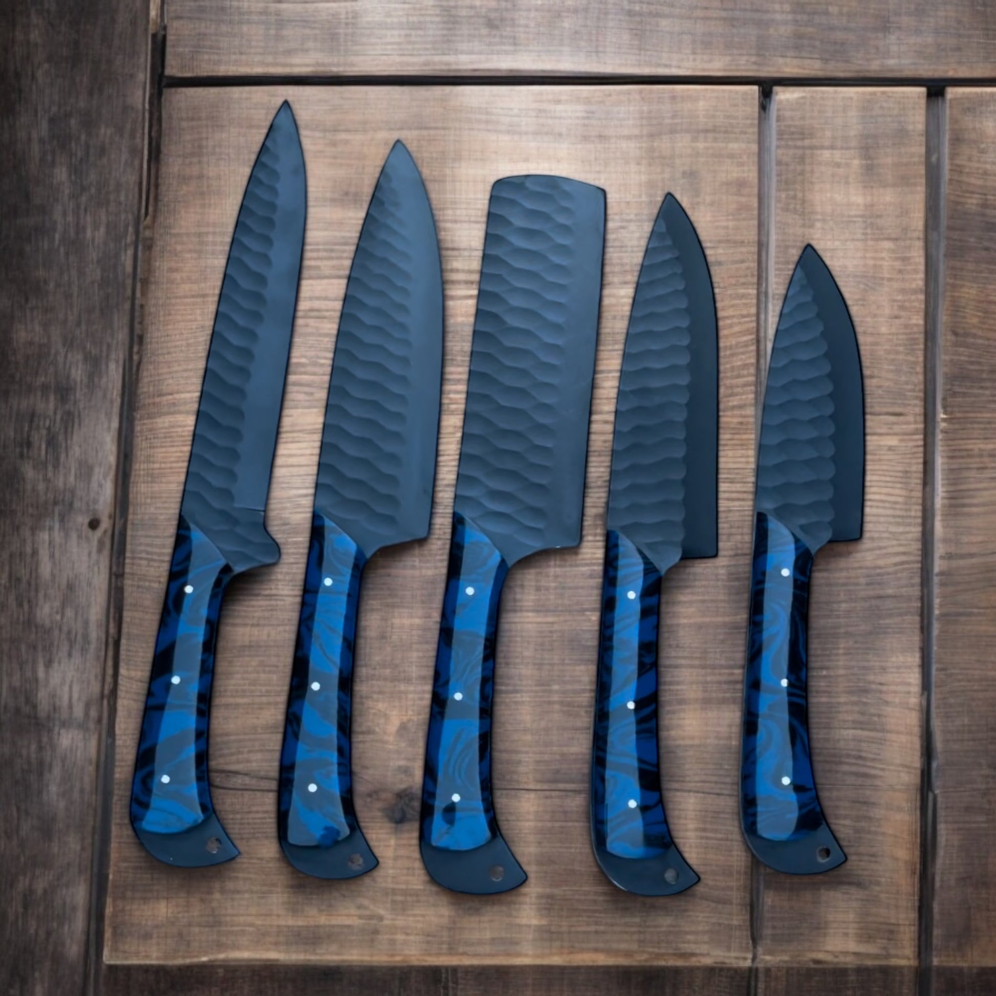 "Professional Custom Knife Set For Chefs with Stainless Steel Blades and Resin Handles"