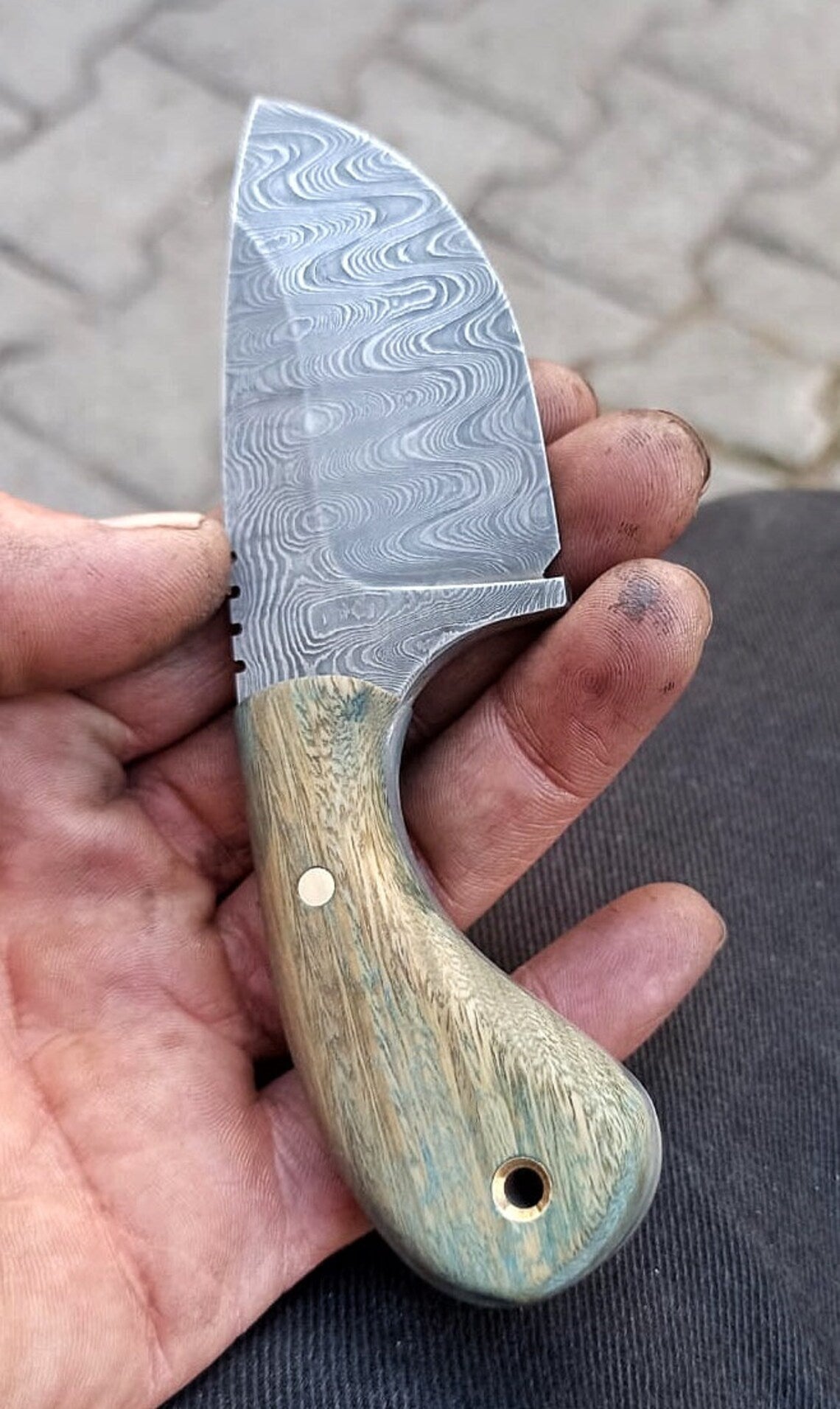 Custom Handmade Damascus Steel Hunting Knife with 5.5" Rosewood Handle and Leather Sheath