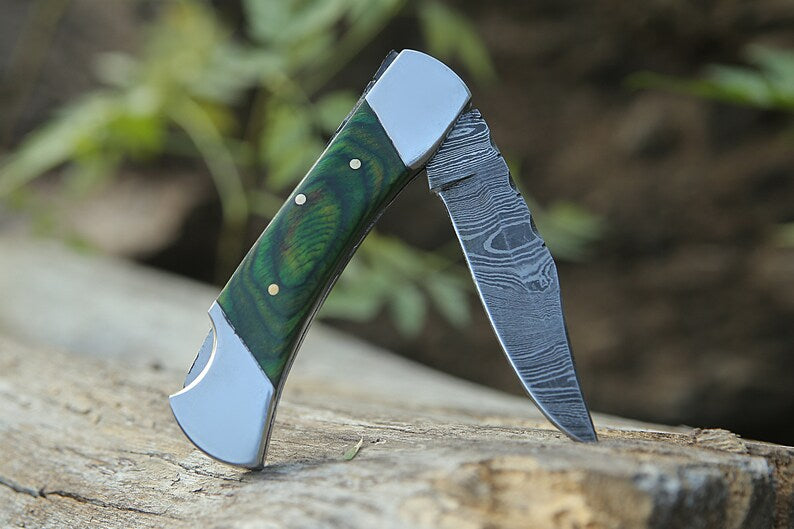Handmade Damascus Pocket Knife Folding Knife For Men Gift For Father Camping Knife Pocket Knife