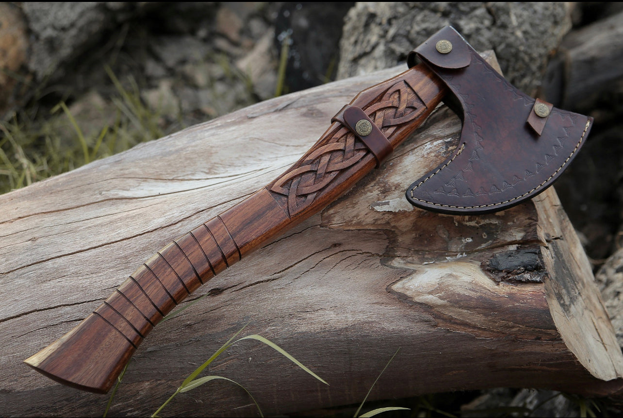 Custom handmade Damascus steel axe