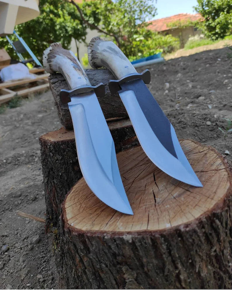 Handmade Forged Steel Deer Horn Handle Bowie Knife, Custom Knife, Forged Handle, Choose your style, Personalized knife, Gift For Boyfriend