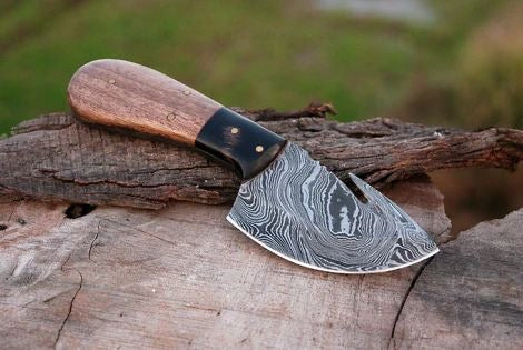 CUSTOM HANDMADE DAMASCUS GUTHOOK HUNTING KNIFE HANDLE Guard Buffalo horn OLIVE WOOD