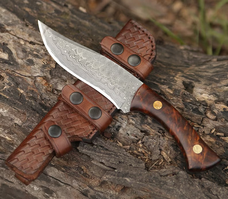 Custom Handmade Damascus Hunting Knive