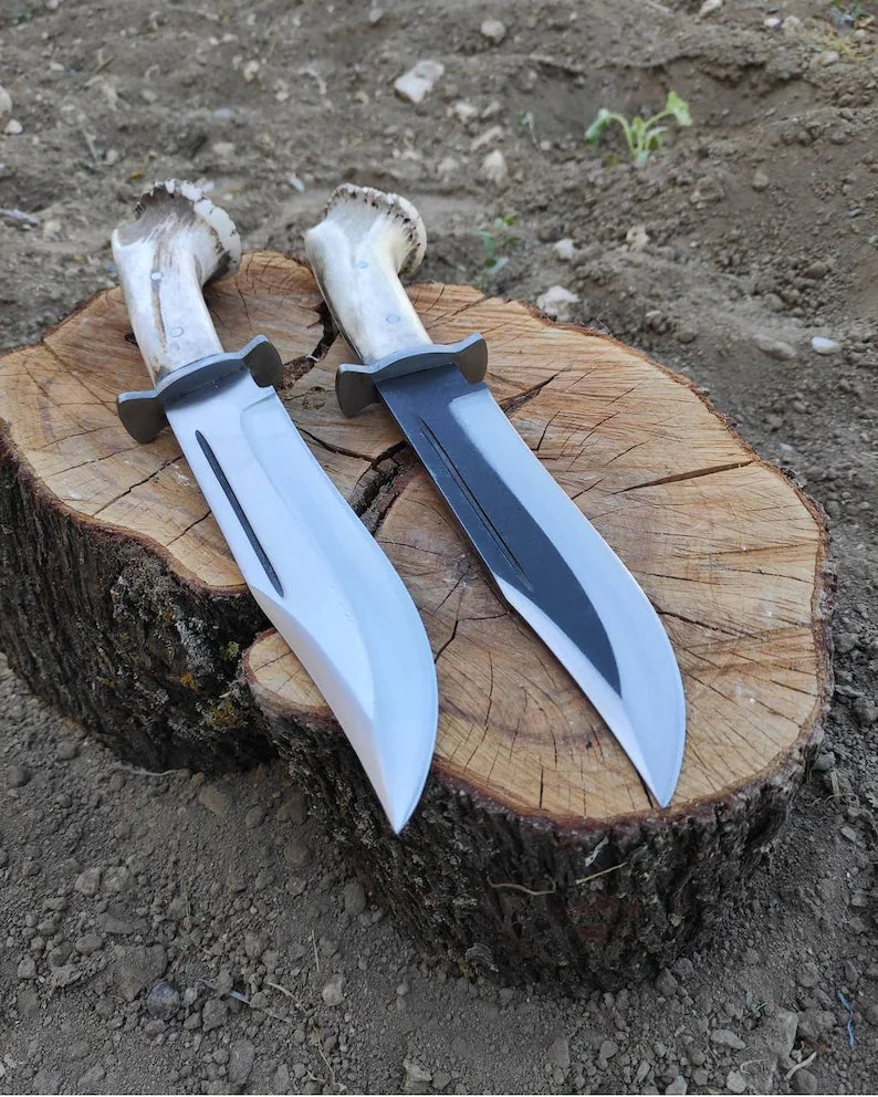 Handmade Forged Steel Deer Horn Handle Bowie Knife, Custom Knife, Forged Handle, Choose your style, Personalized knife, Gift For Boyfriend