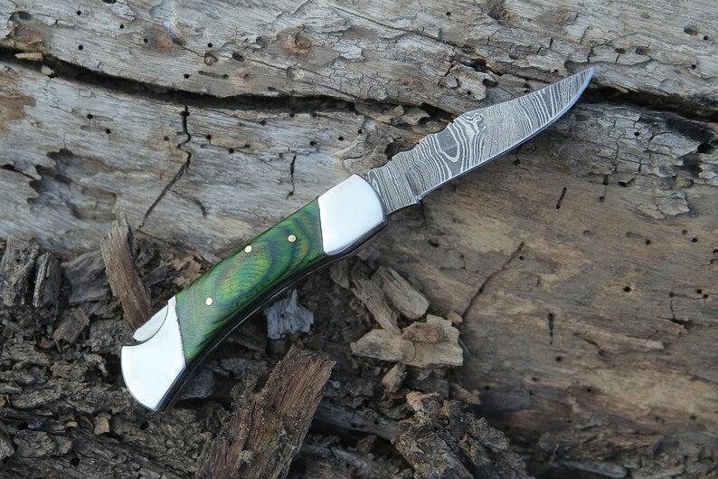 Handmade Damascus Pocket Knife Folding Knife For Men Gift For Father Camping Knife Pocket Knife