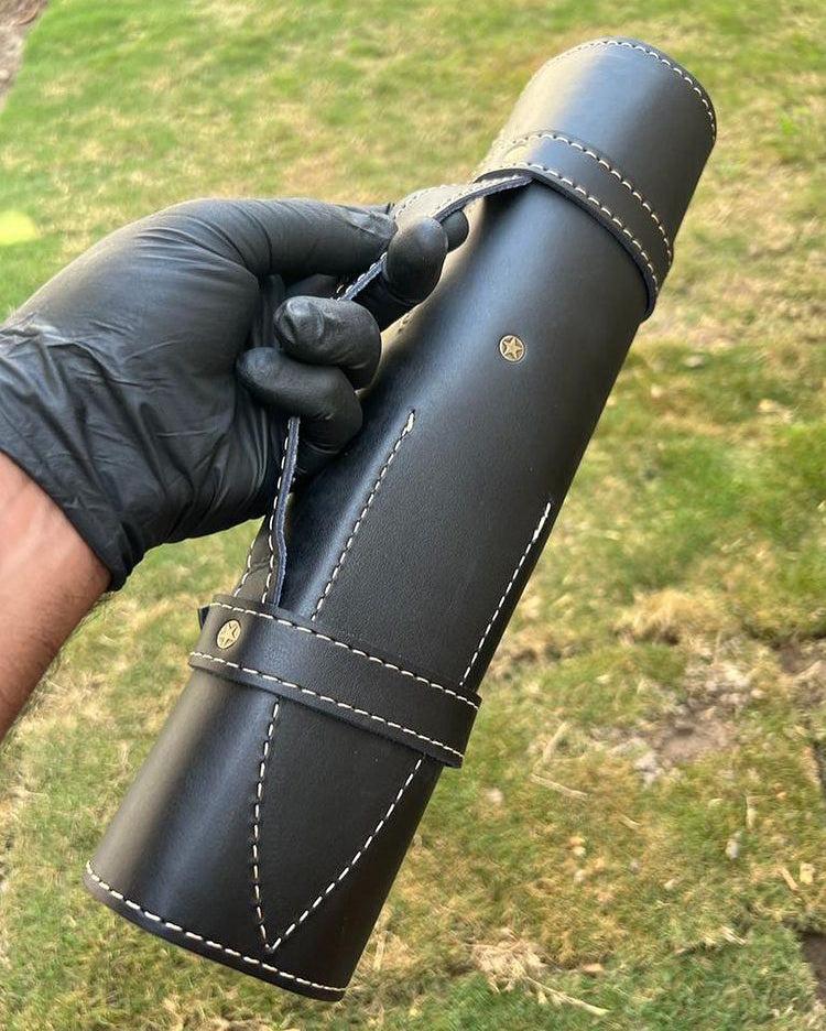 D2 Steel Forged Blades Kitchen Knife Set with Hidden Tang Stainless Clip Natural Wood Handles, Mosaic Pins, and Cone Leather Sheaths