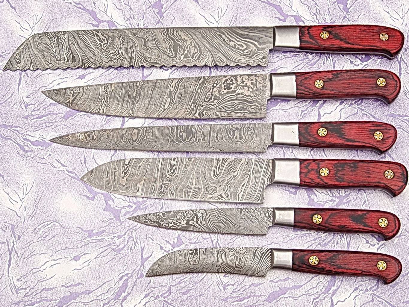 Handmade Damascus Steel Chef Knife – 13” Pakkawood Handle with Steel Bolster & Leather Sheath | Chef Knife Set with Case