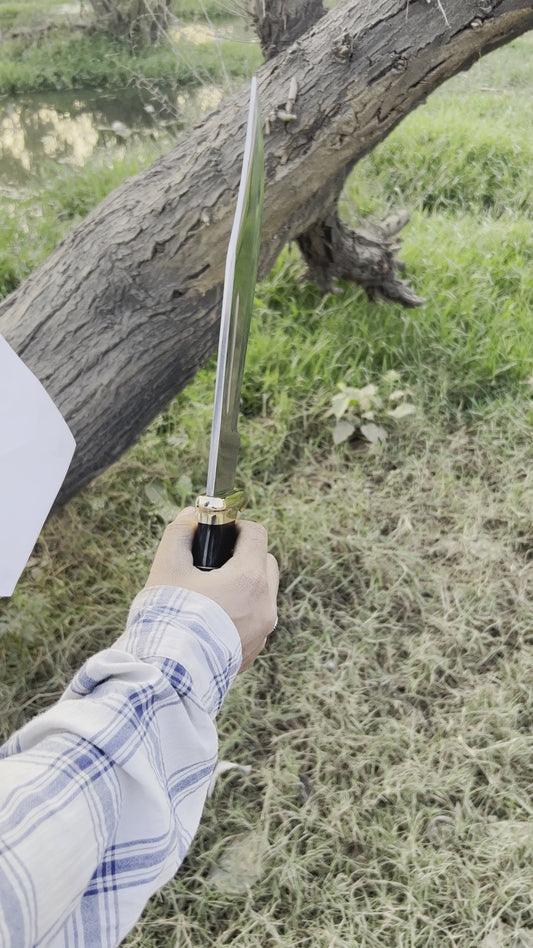 Custom Handmade 440C Steel Crocodile Dundee Bowie Knife – Buffalo Horn & Brass Guard