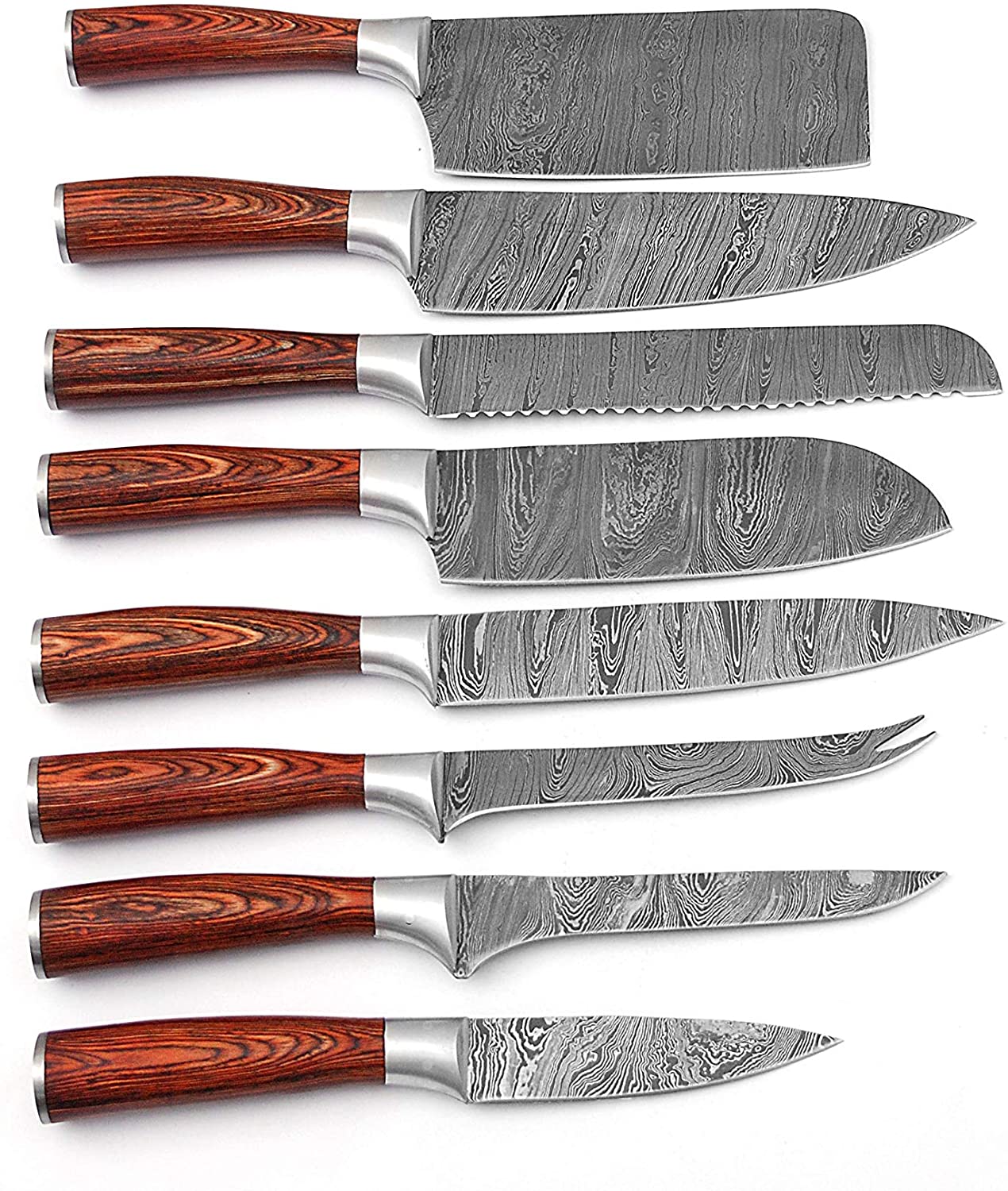 DAMASCUS KITCHEN KNIVES SET