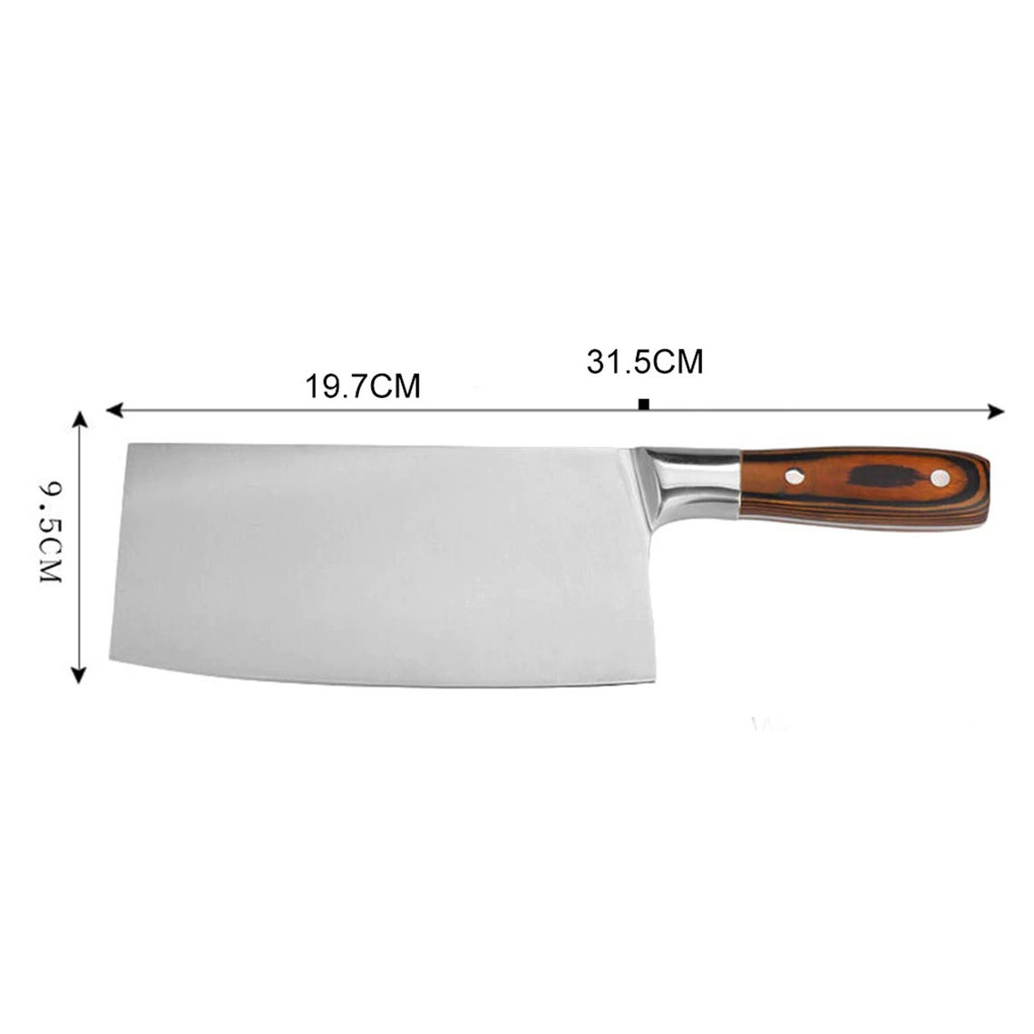 Custom Cleaver Knife with Leather Sheath - Featuring a robust 12.5" blade and elegant steel bolster, perfect for professional kitchens