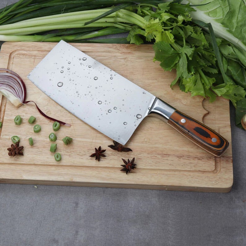 Custom Handmade 1095 Steel Cleaver Knife - Premium cleaver with a heavy-duty 1095 steel blade and exotic wood handle