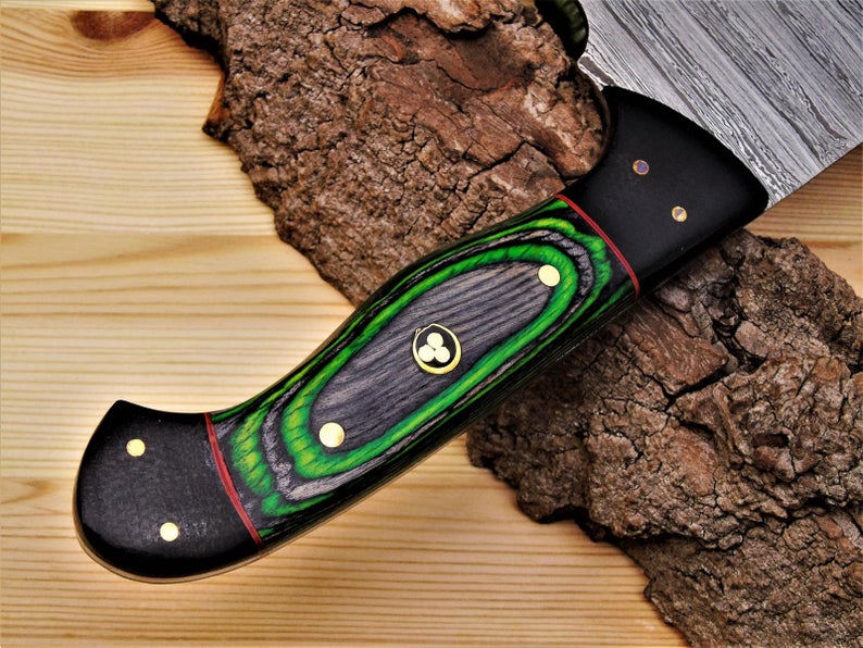 SHORT BLADE DAMASCUS CLEAVER KNIFE