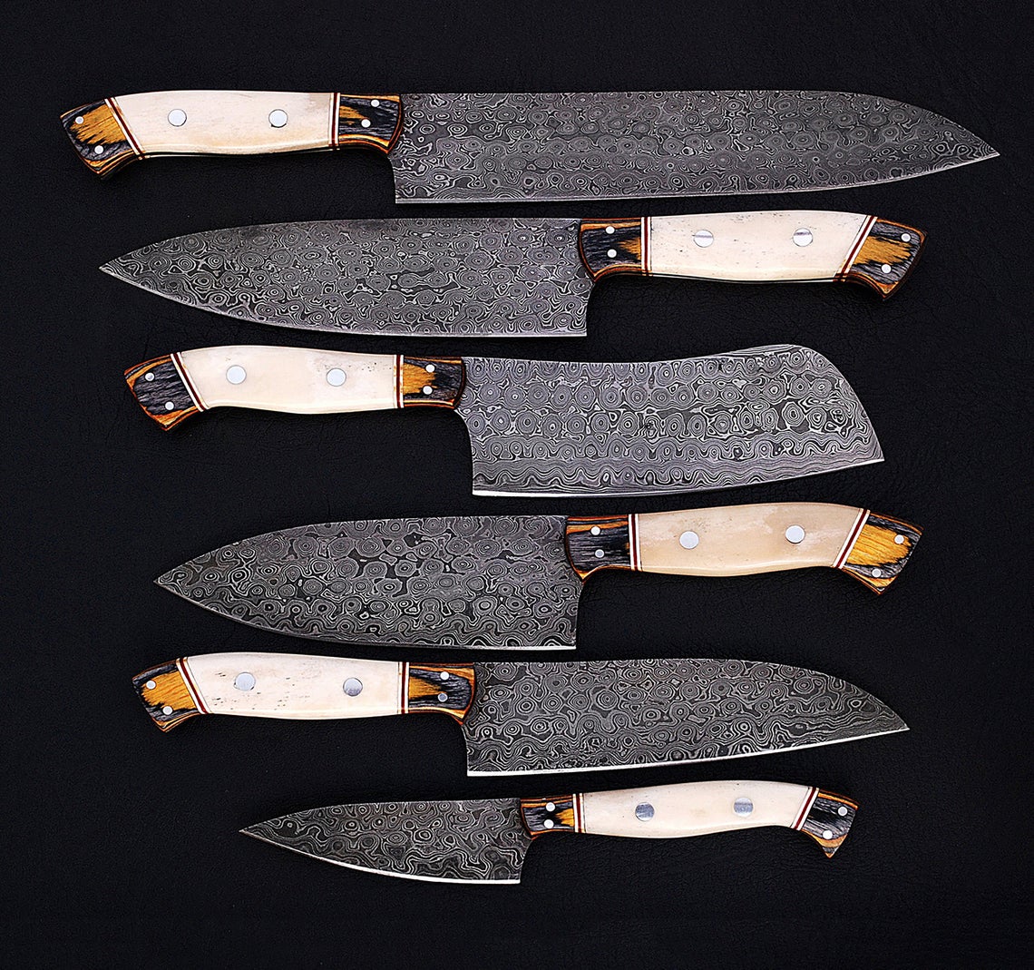 RAINDROP DAMASCUS KITCHEN CHEF KNIVES SET