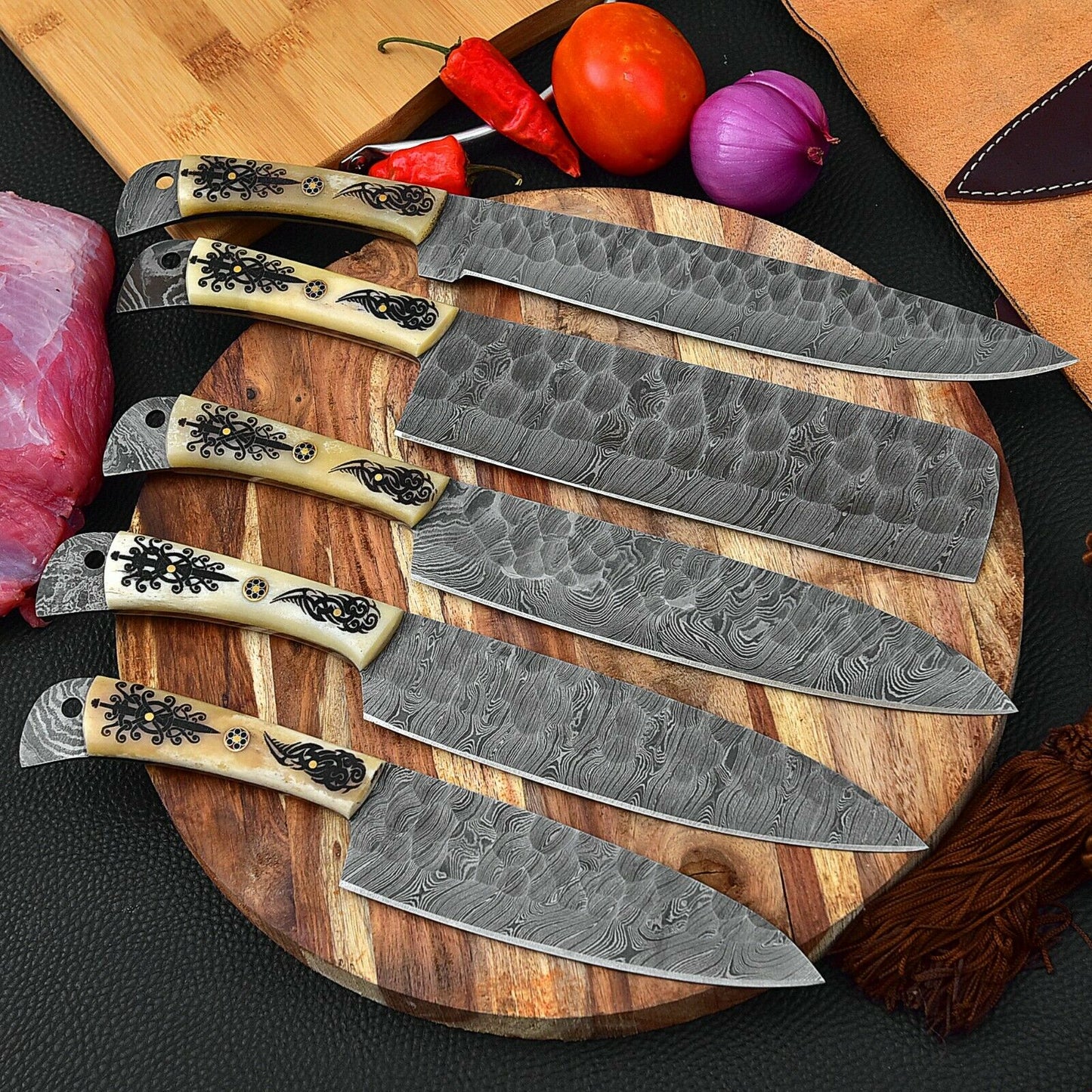 DAMASCUS KITCHEN CHEF KNIVES SET