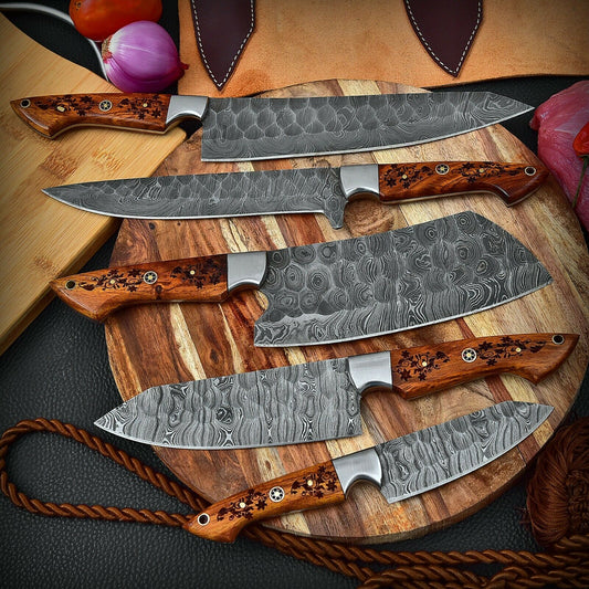 DAMASCUS KITCHEN CHEF KNIVES SET