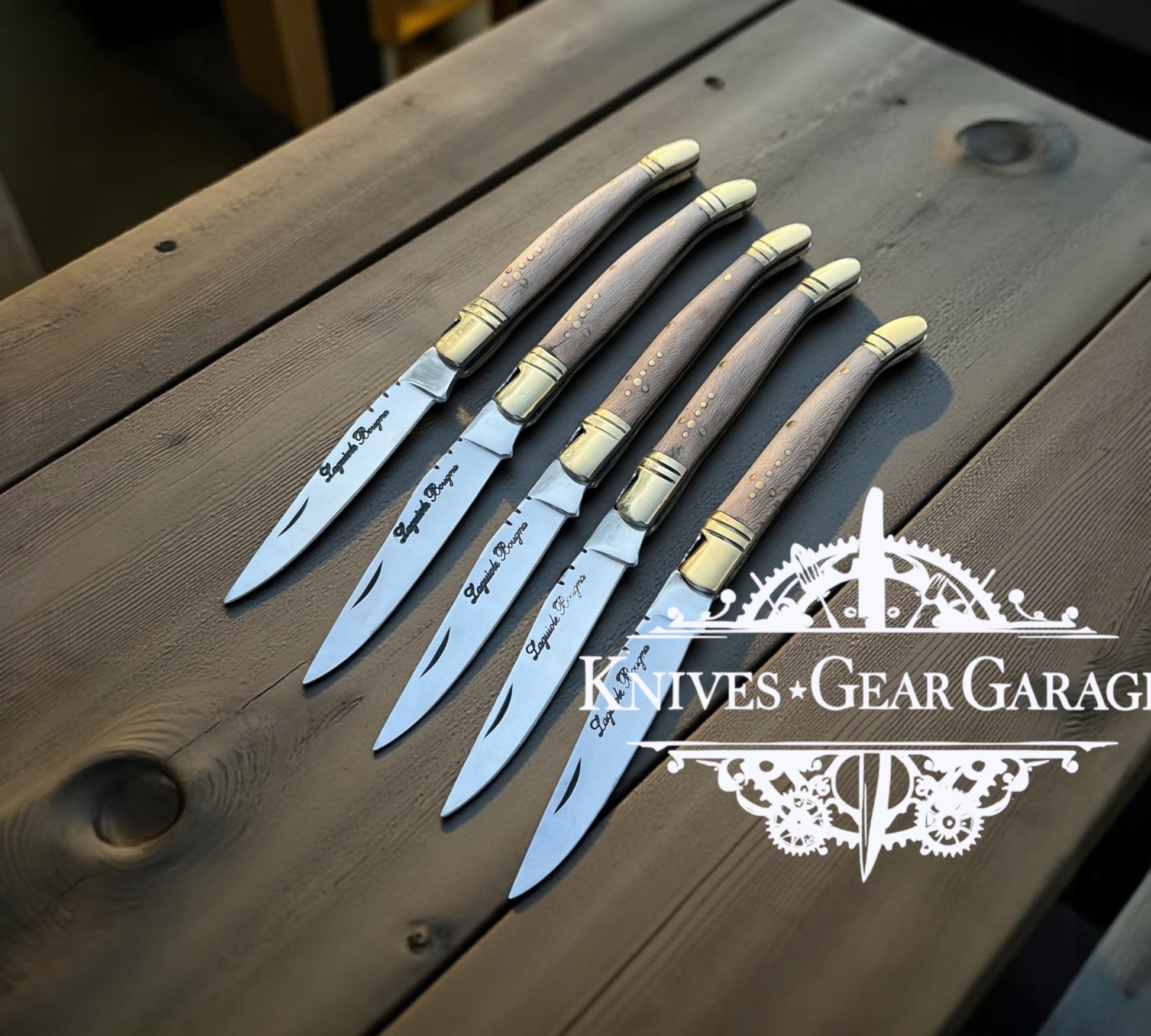 Custom Handmade Laguiole Bougna J2 Steel Hunting Knife – 10" Walnut Wood Handle with Brass Bolster & Leather Sheath