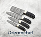 Damascus Knife Set – 13” Handmade Chef Knife with Resin Handle, Steel Bolster & Leather Sheath
