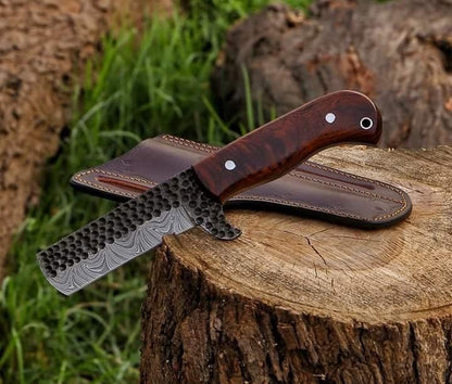 Custom handmade Damascus steel bull cutter knife