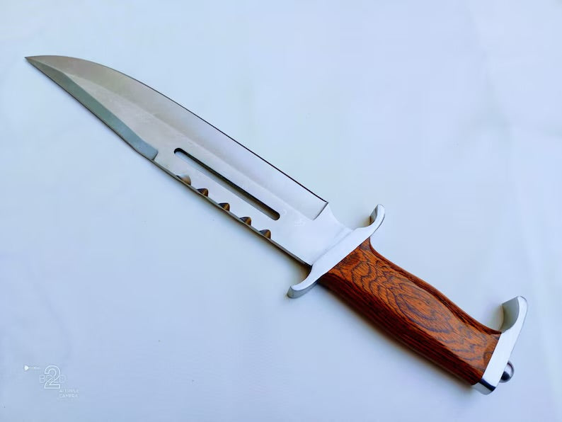 Custom Handmade J2 Steel Bowie Knife – 15-Inch Blade with Pakka Wood Handle & Steel Guard, Premium Leather Sheath Included